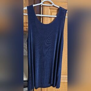 Chico's Travelers Twilight (Navy) 3 Blue Tank Top Split Hem Nice Low Hip Length